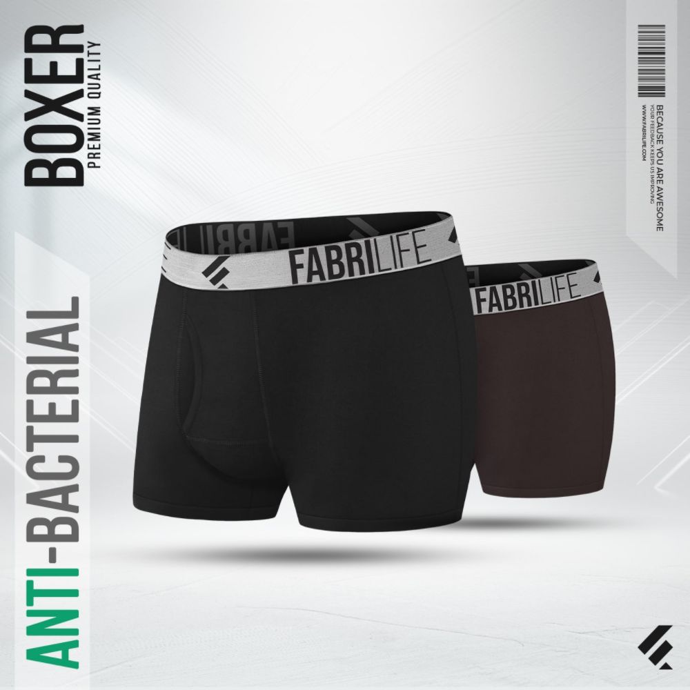 Mens Premium Antibacterial Boxer Brief Combo (Black, Chocolate)