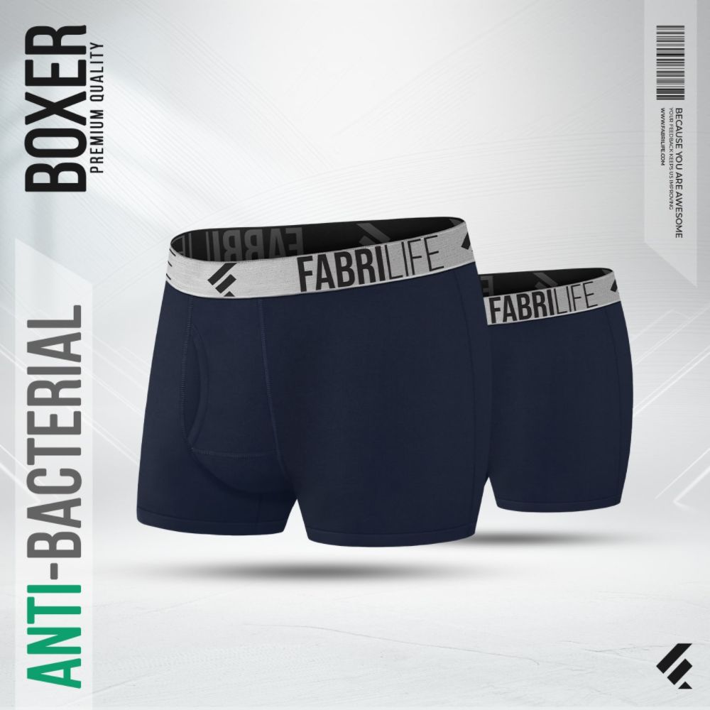 Mens Premium Antibacterial Boxer Brief Combo (Navy 2pc)