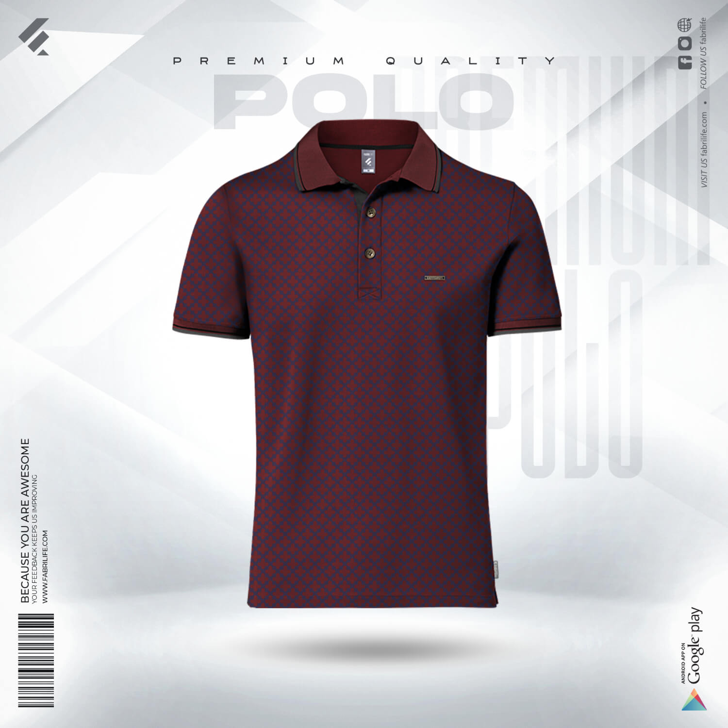 Premium Elite Edition Double PK Cotton Polo- Marron
