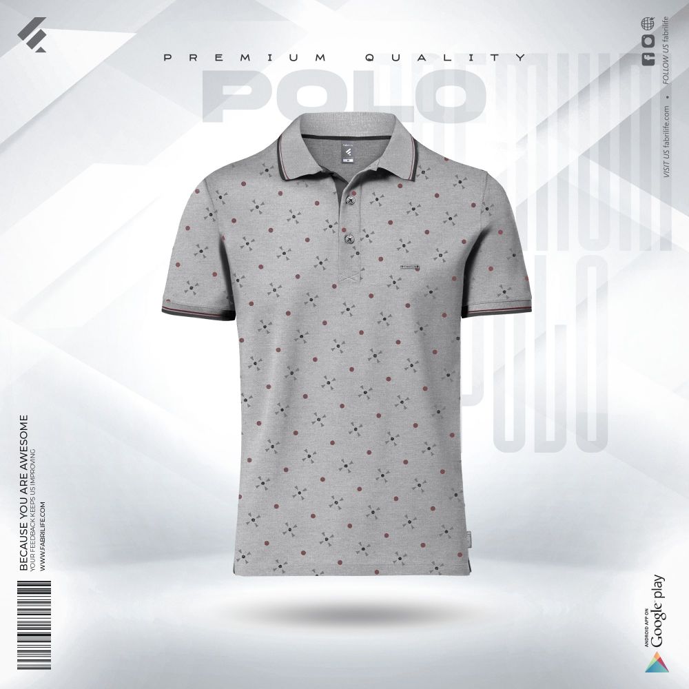  Premium Elite Edition Double PK Cotton Polo - Gray Melange
