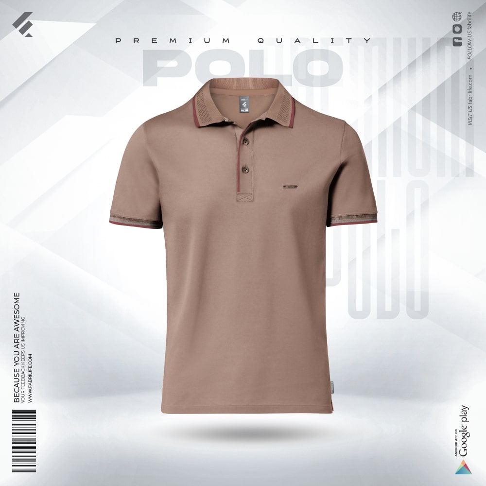 Premium Double PK Cotton Polo - Light Coffee
