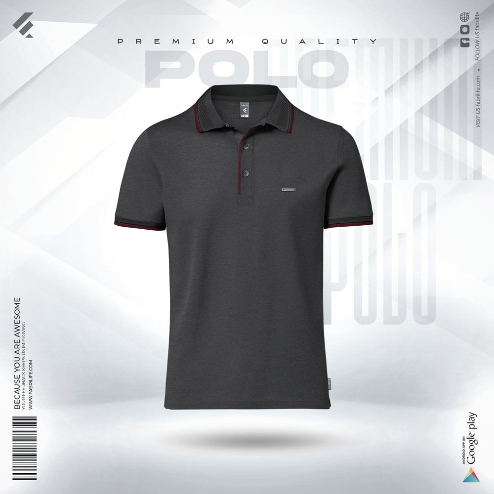 Premium Double PK Cotton Polo - Anthra Melange