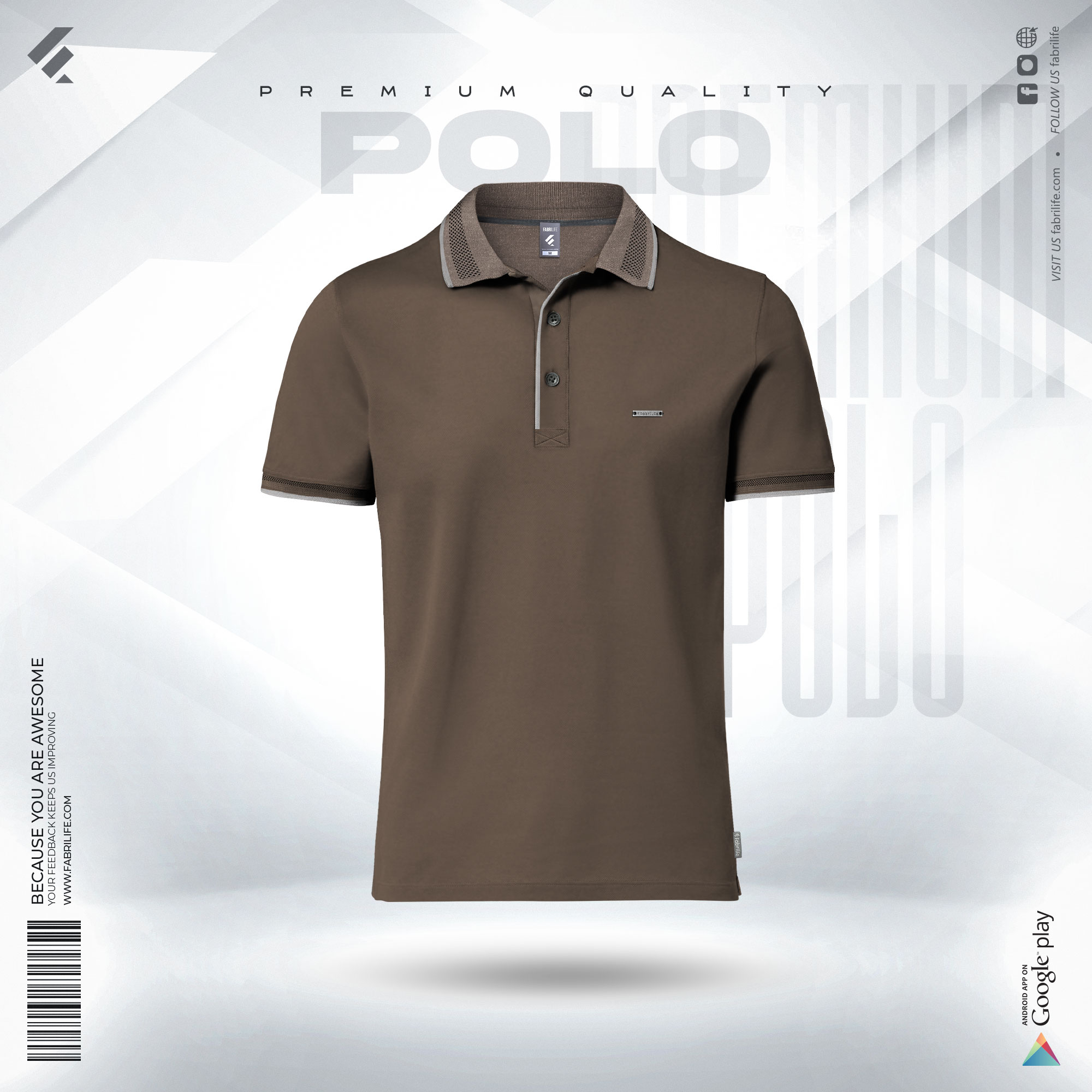 Premium Double PK Cotton Polo - Coffee Quartz