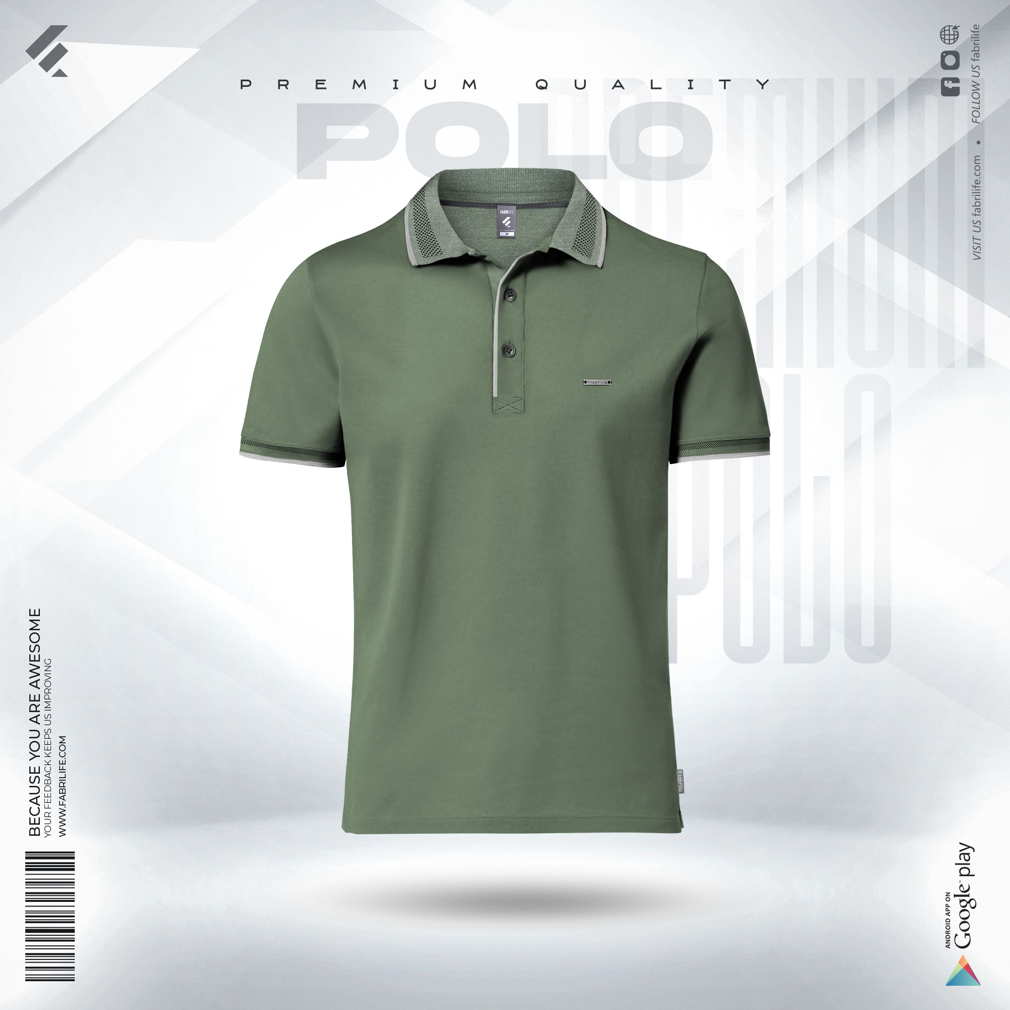Premium Double PK Cotton Polo - Agave Green
