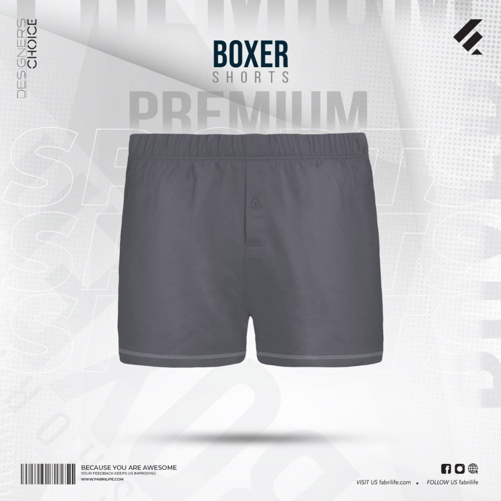Mens premium Cotton Boxer Shorts - Charcoal