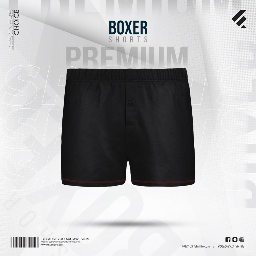 Mens Premium Cotton Boxer Shorts - Black 