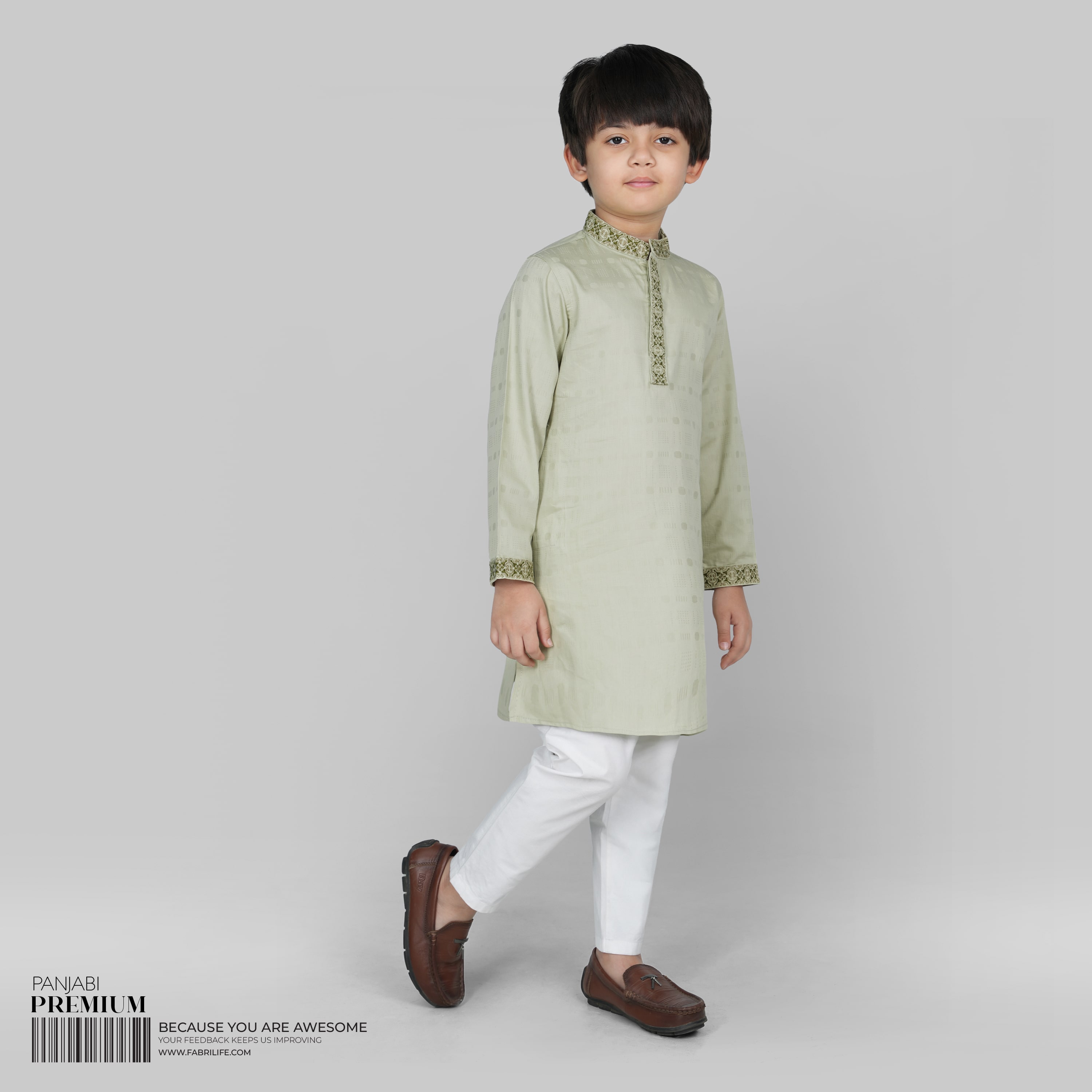 Kid's Premium Panjabi - Olive