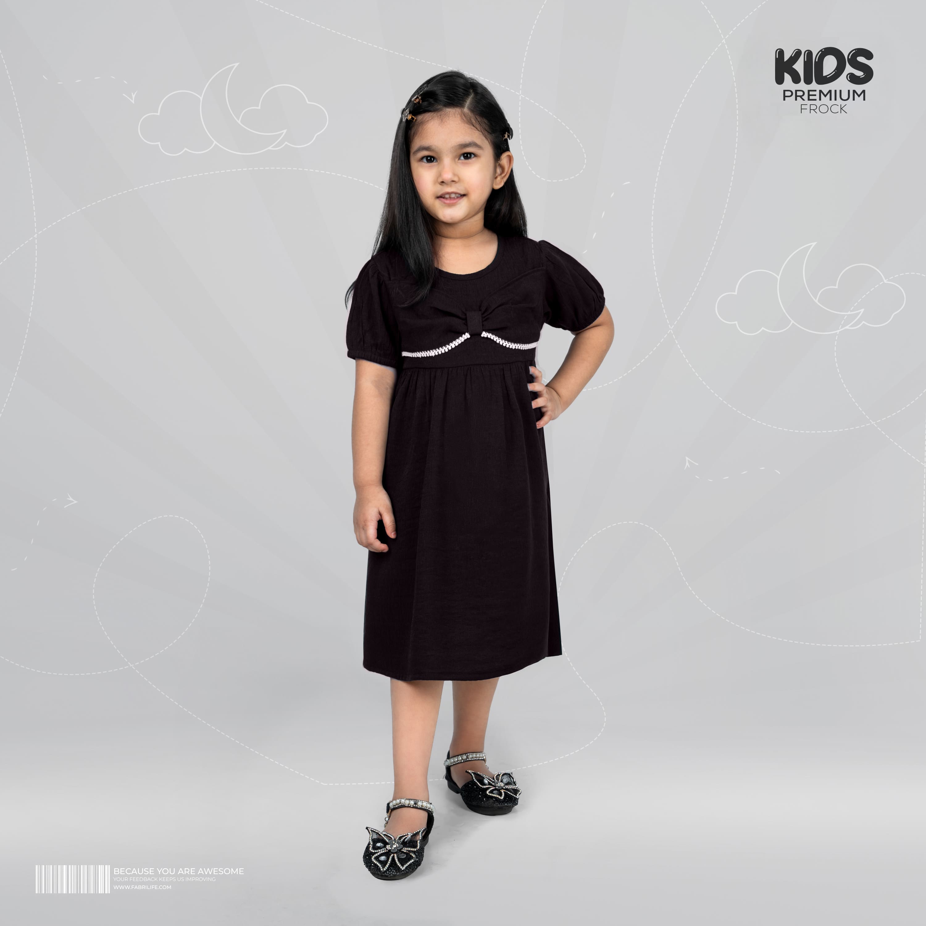 Girl Premium Frock - Black Pearl