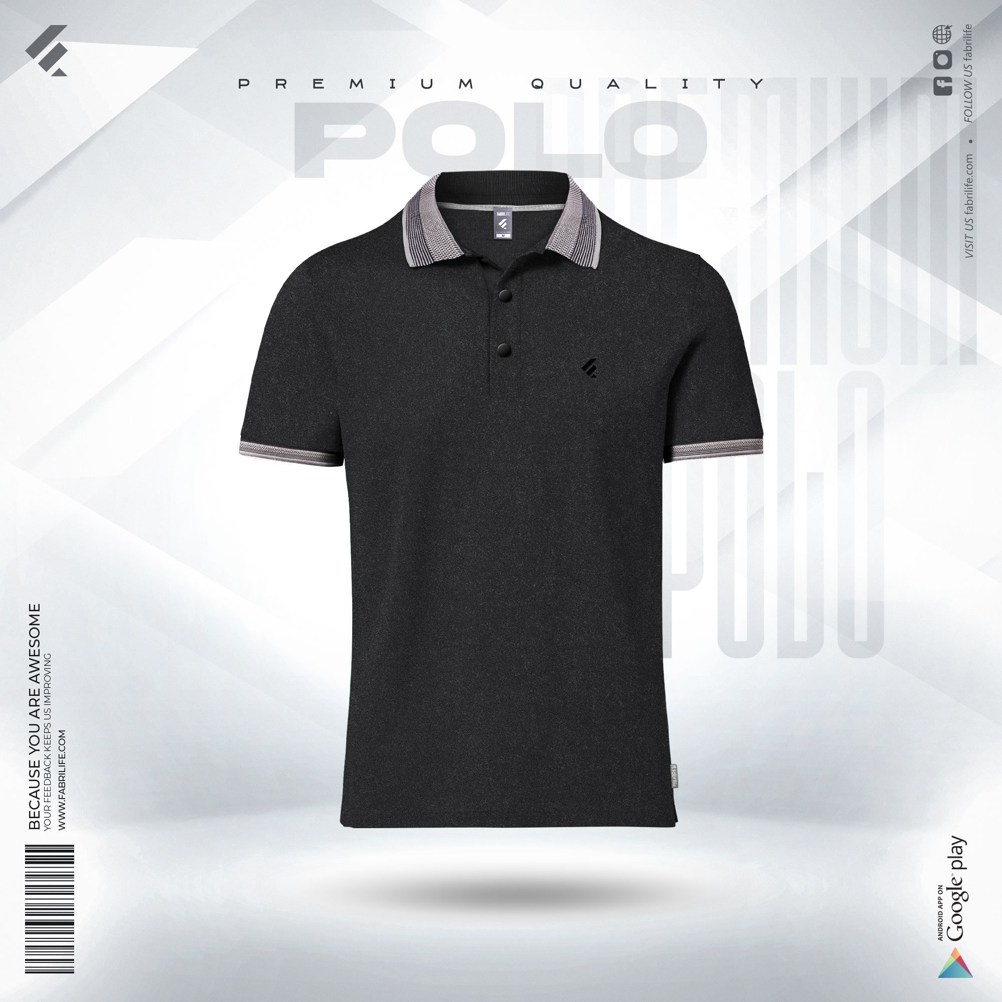 Premium Designer Edition Double PK Cotton Polo - Granite