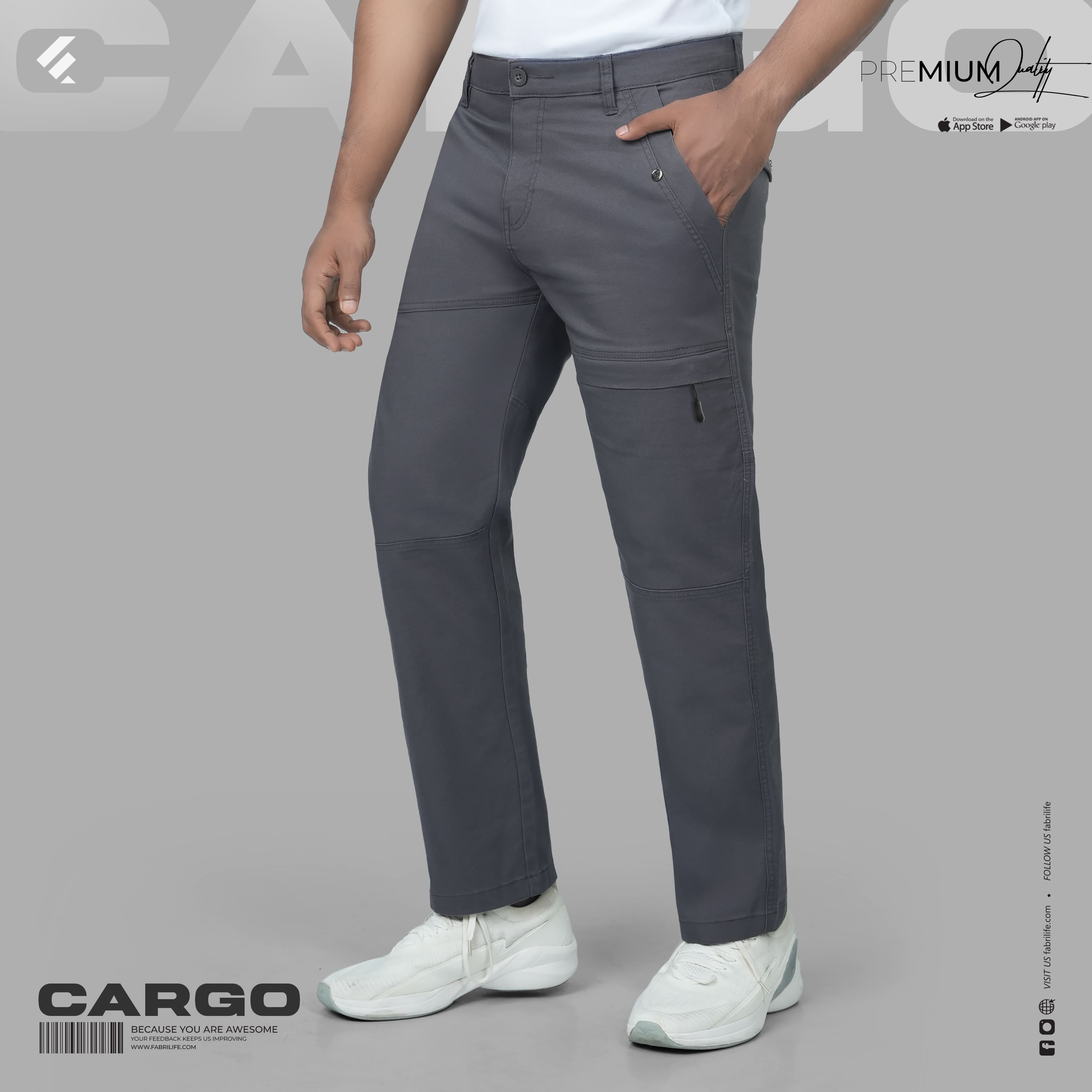 Mens Premium Cargo Pant [5 pocket]  -  Slate