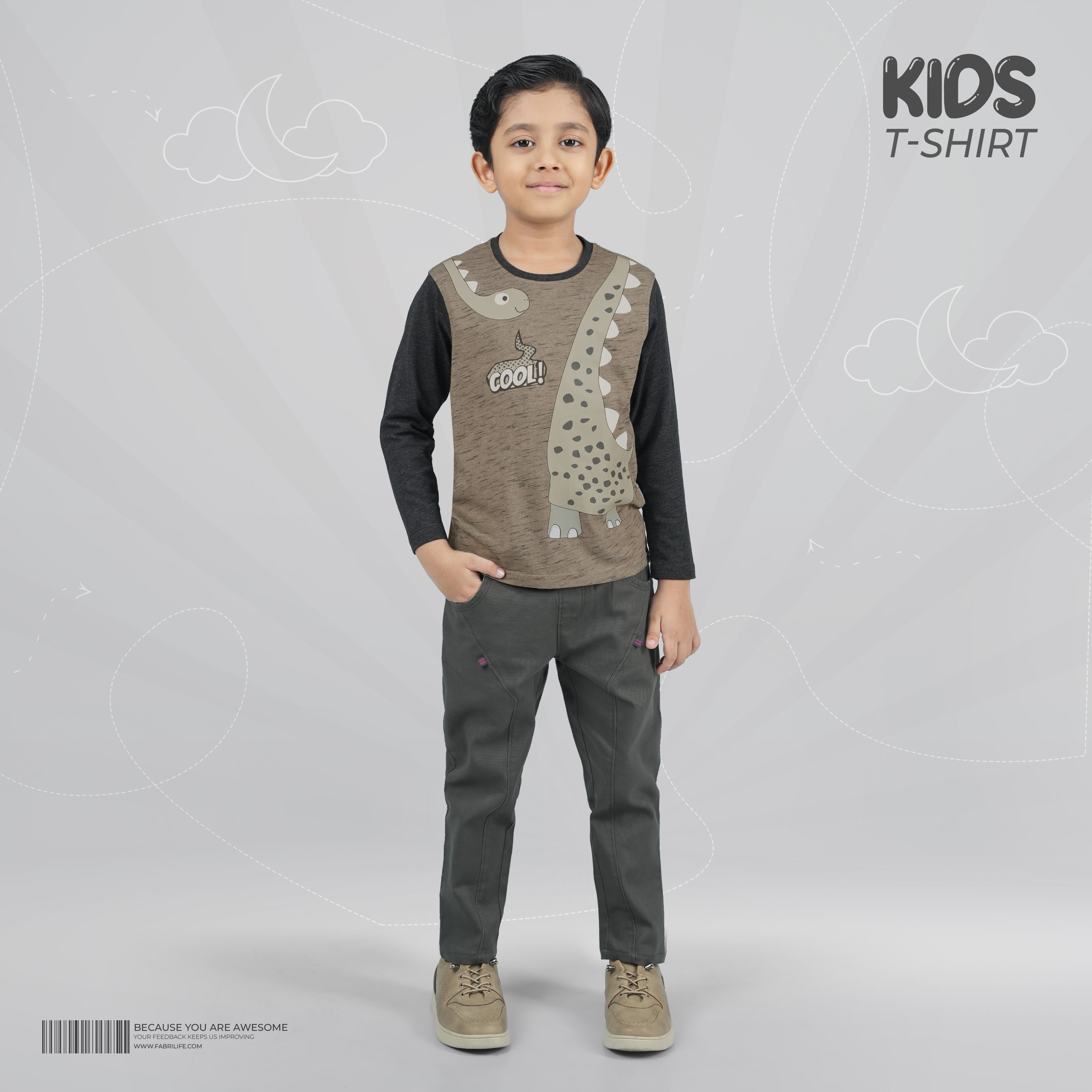 Kids Premium Full Sleeve - Cool Dino