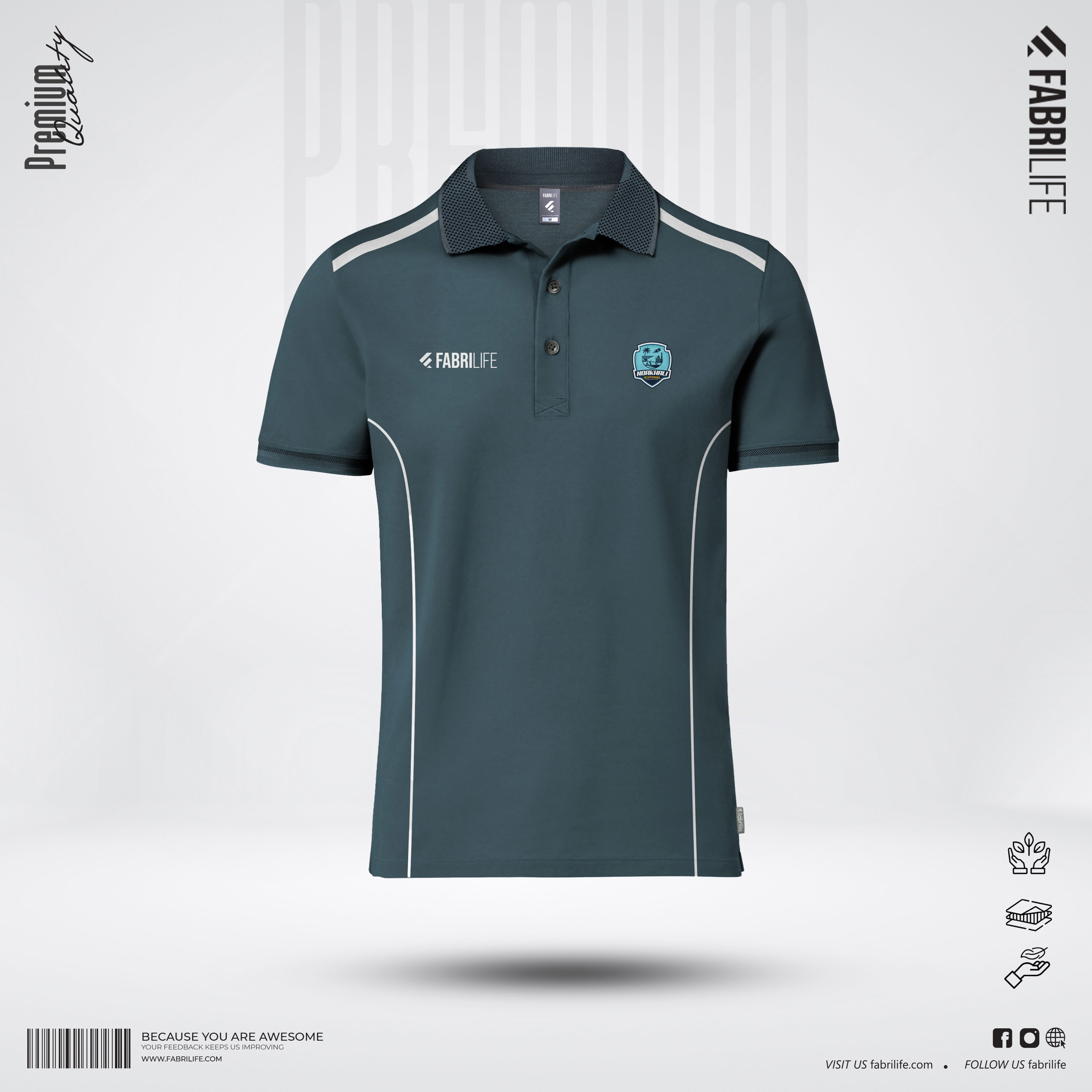 Noakhali Express Official Player Premium Travel Polo - Petrol Blue
