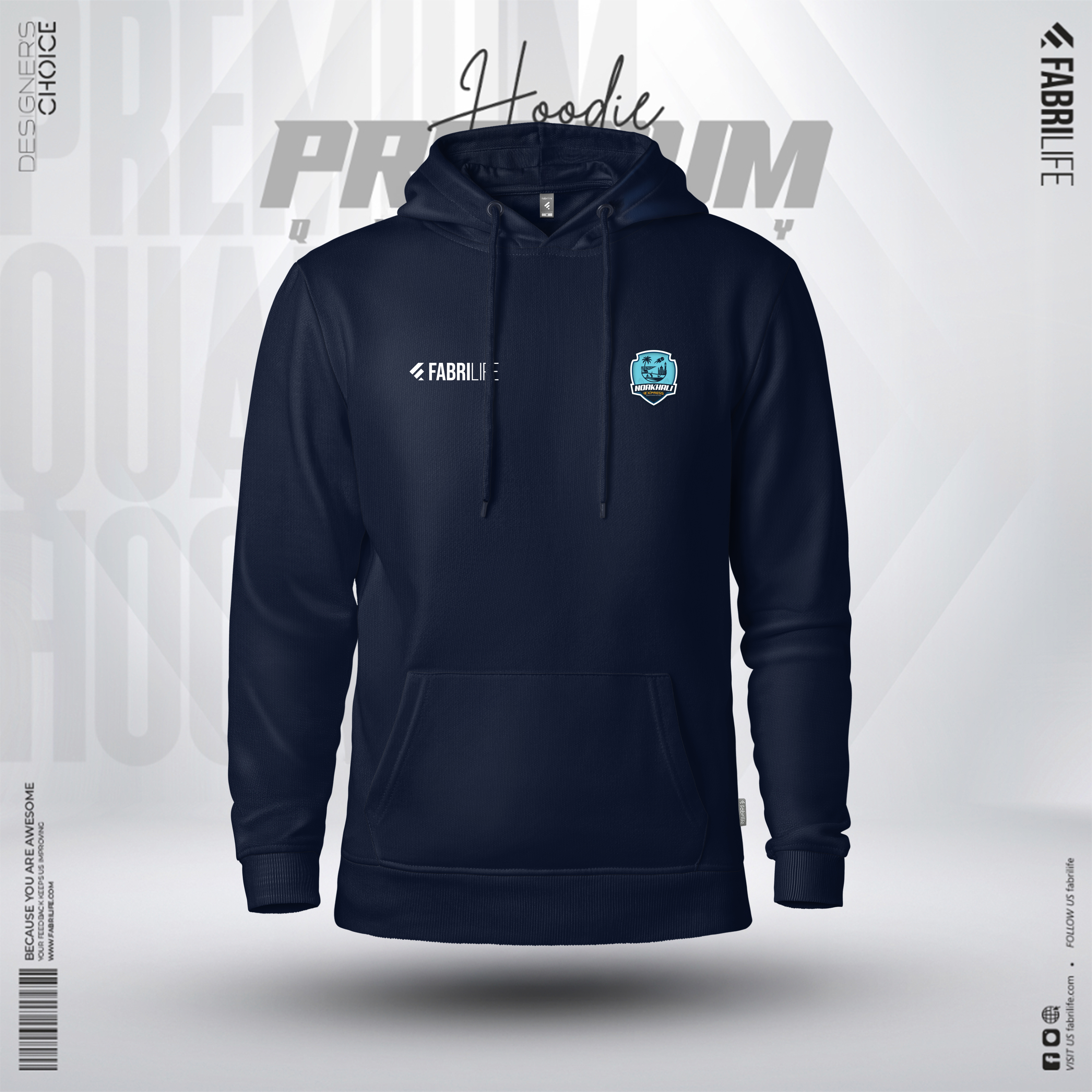 Noakhali Express Official Player Premium Travel Hoodie - Elite Navy