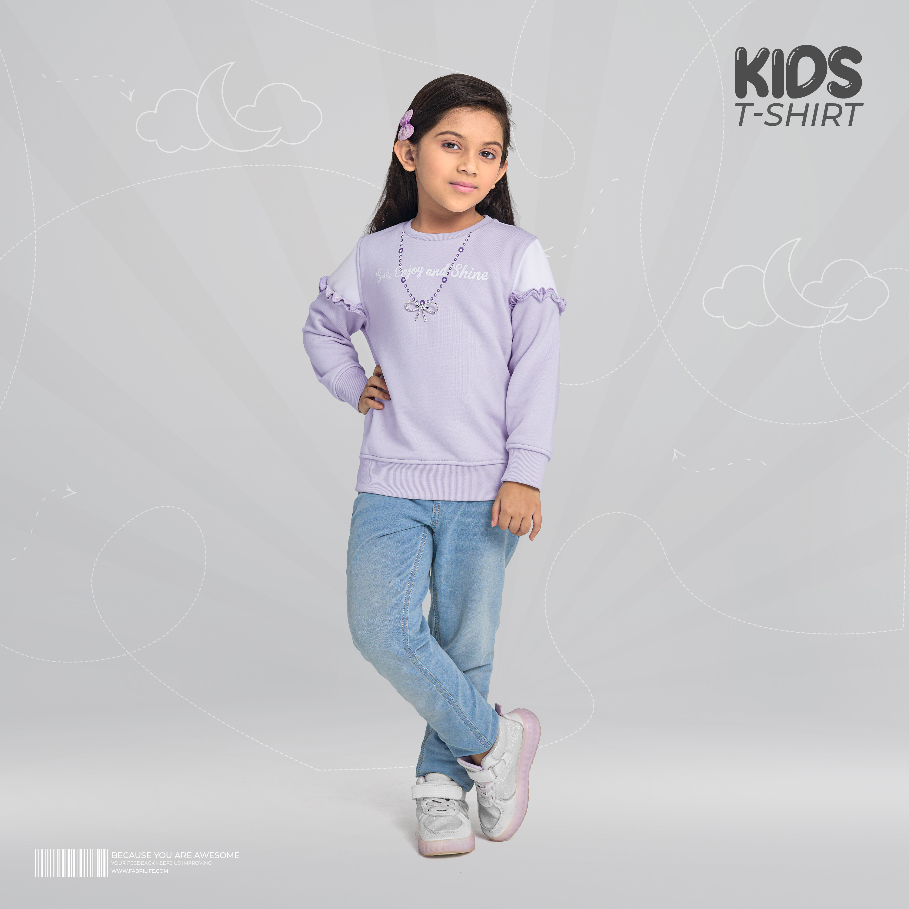 Kids Girls Premium Sweatshirt - Smile Shine