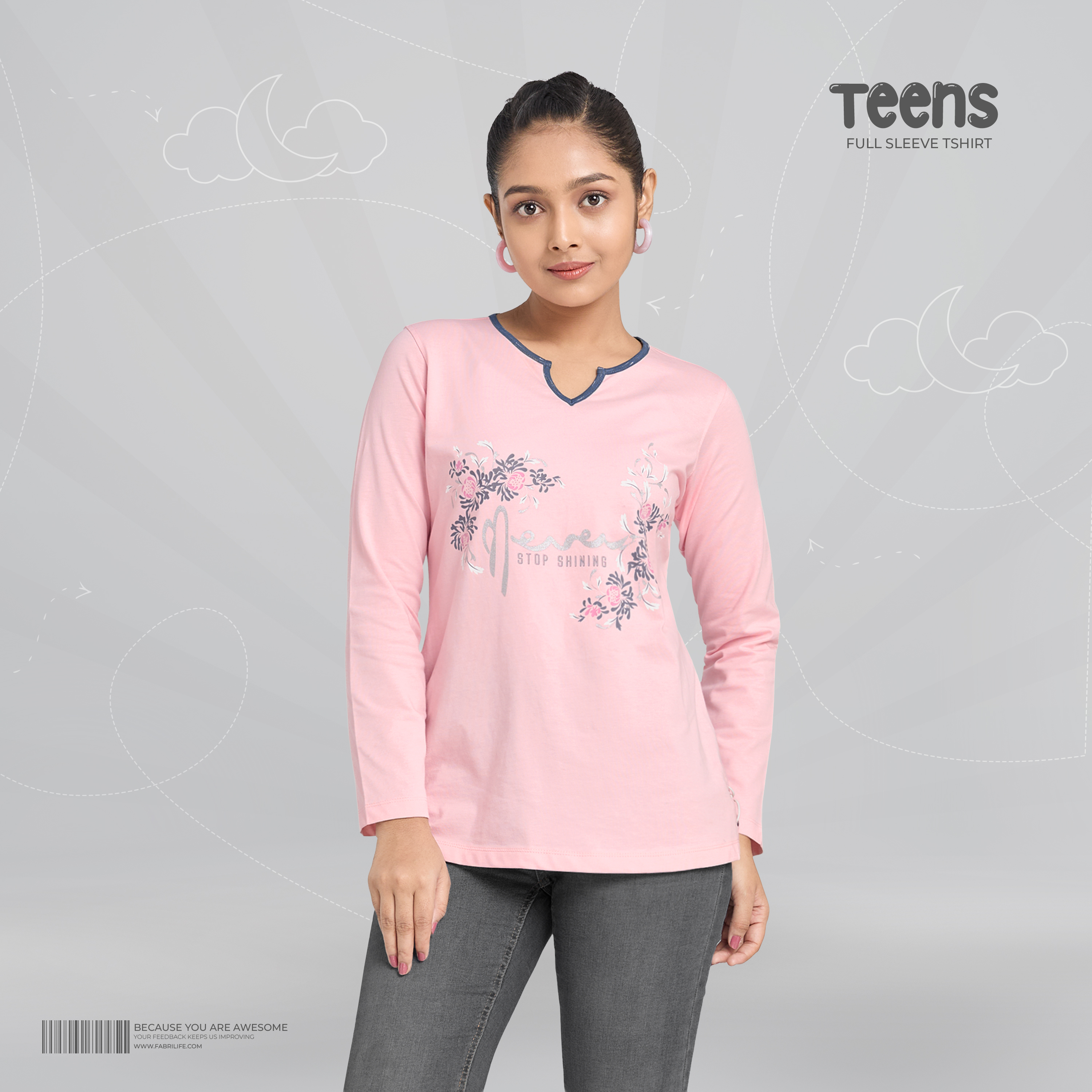 Teens Girls Premium Full Sleeve Tshirt - Shining